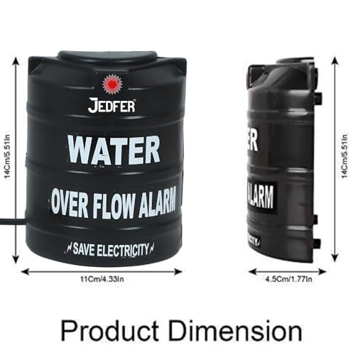 JEDFER Water Tank Overflow Alarm Siren with Loud Human Voice Sound with Wired Sensor Security System Water Bell, Standard Size, Black Colour, Water Tank Overflow Alarm (Pack of 1) - Image 4