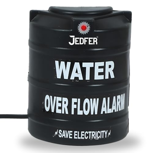 JEDFER Water Tank Overflow Alarm Siren with Loud Human Voice Sound with Wired Sensor Security System Water Bell, Standard Size, Black Colour, Water Tank Overflow Alarm (Pack of 1) - Image 1