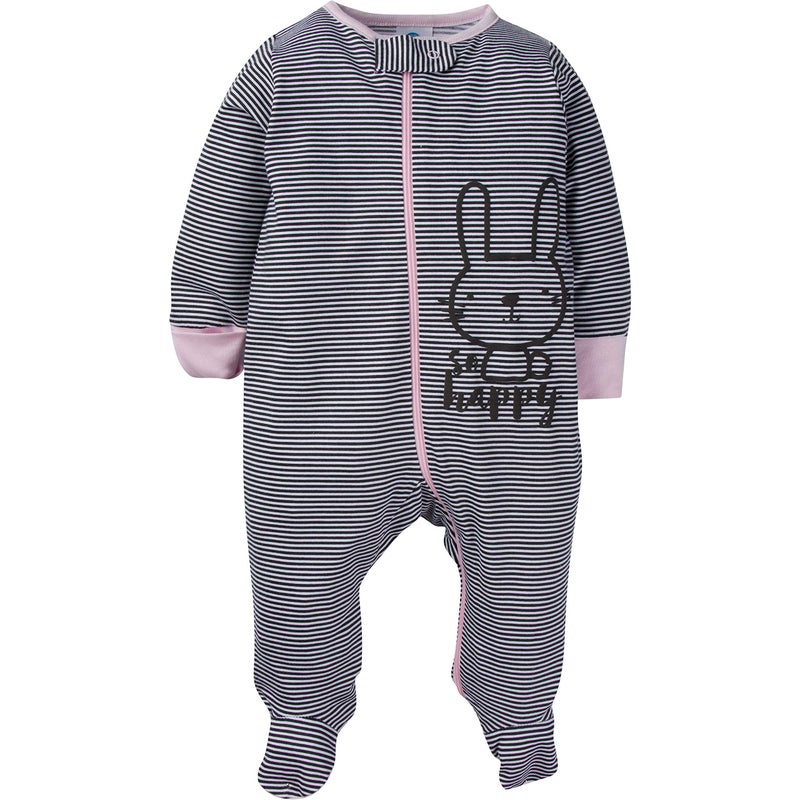Gerber Baby Girls' 4 Pack Sleep 'N Play Footie, Bunny Smiley, 0-3 Months - Image 3