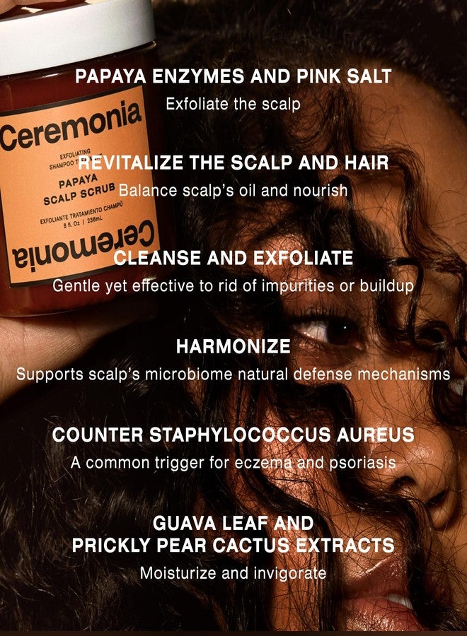 Ceremonia Papaya Scalp Scrub Exfoliating Shampoo Treatment with Papaya Enzymes Pink Salt Detox, 1.69 Fl. Oz. | 50 mL. - Image 4