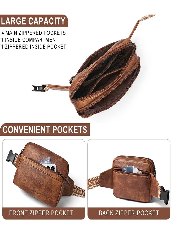LATMAP 3L Fanny Packs Belt Bag for Women Small Everywhere Crossbody Bag Waist Packs Faux Leather Sling Chest Travel Purse, 1-Brown, 8.3 x 3.5 x 6.3 inches, Fashion - Image 5