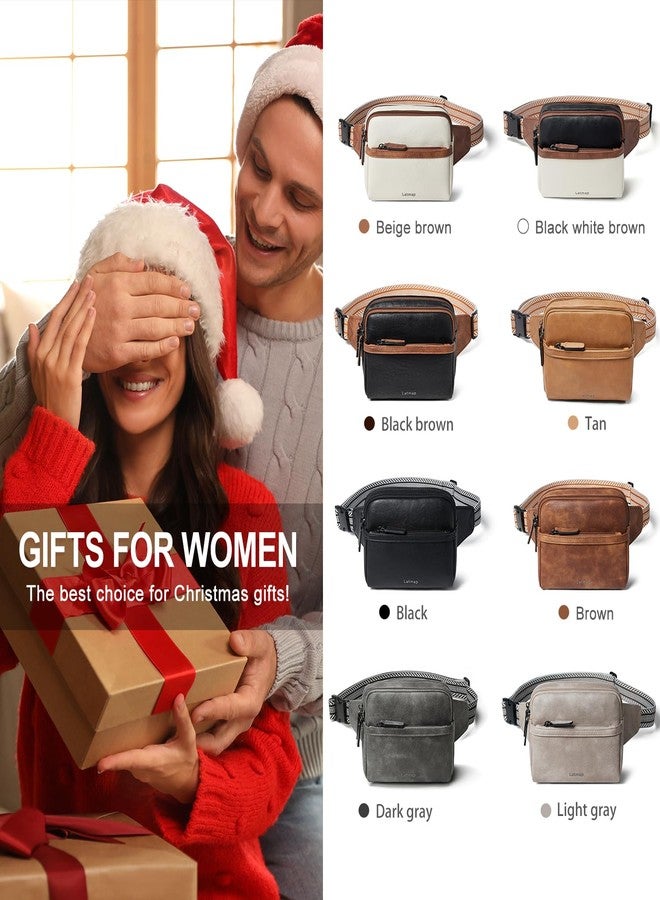 LATMAP 3L Fanny Packs Belt Bag for Women Small Everywhere Crossbody Bag Waist Packs Faux Leather Sling Chest Travel Purse, 1-Brown, 8.3 x 3.5 x 6.3 inches, Fashion - Image 2