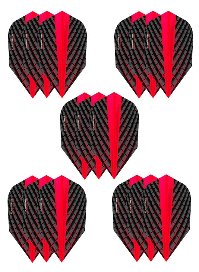 Harrows Quantum Dart Flights | 5 x Sets Darts Flights (15 Flights Total) I 100 Micron Dart Flights I Premium Extra Strong Made in UK I Professional Darts Accessories (Red) - Image 1