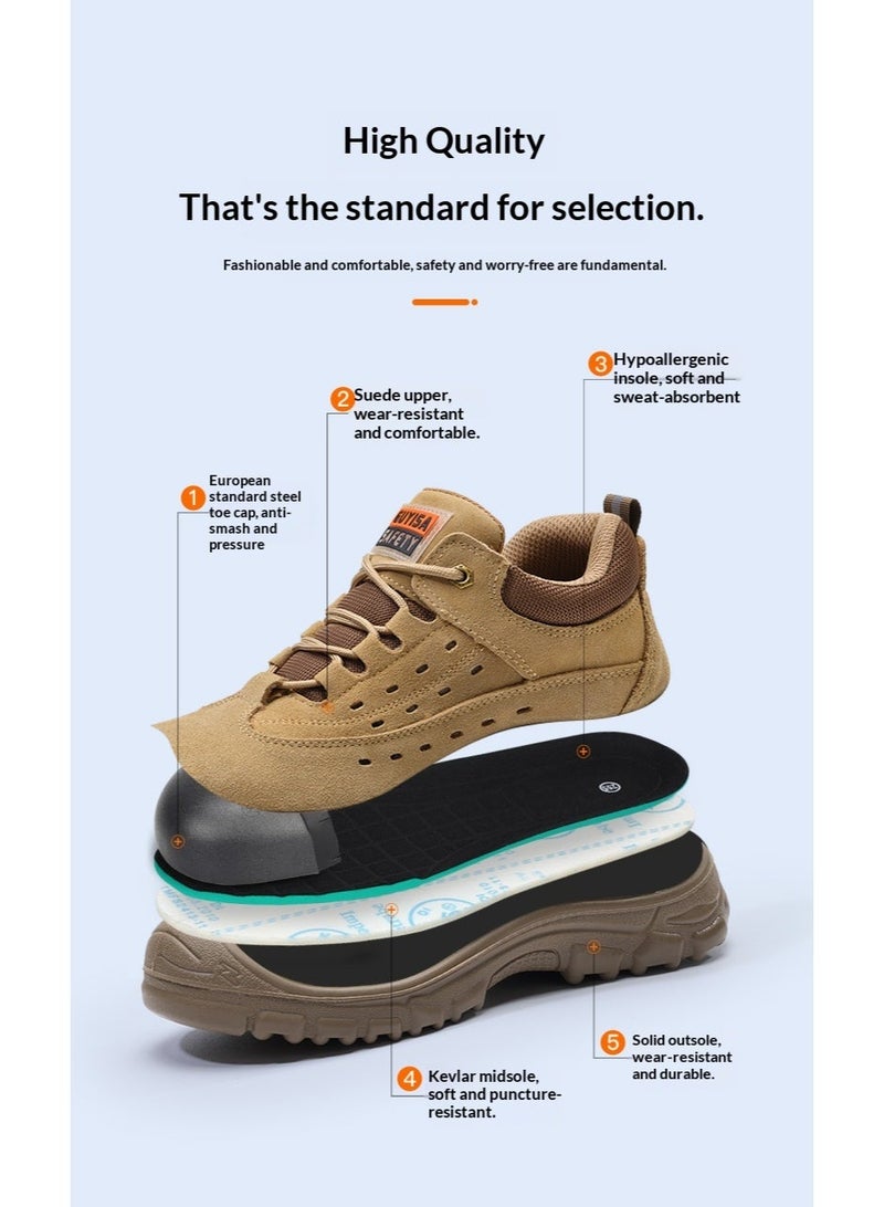 GUYISA Lightweight Steel Toe Shoes for Men | Comfortable Slip On Safety Sneakers | Puncture Proof Indestructible Fashion Work Shoes for Industrial Construction - Image 4