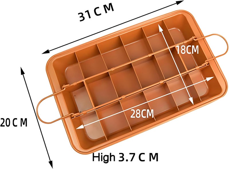 SVNR Brownie Tin, Non-Stick Brownie Pan with Dividers,18-Cavity,12 by 8 inches, Removable Base, Cake Tin for Baking/Precut Brownie Tray for Professional Slices, Carbon Steel (Brown) - Image 4