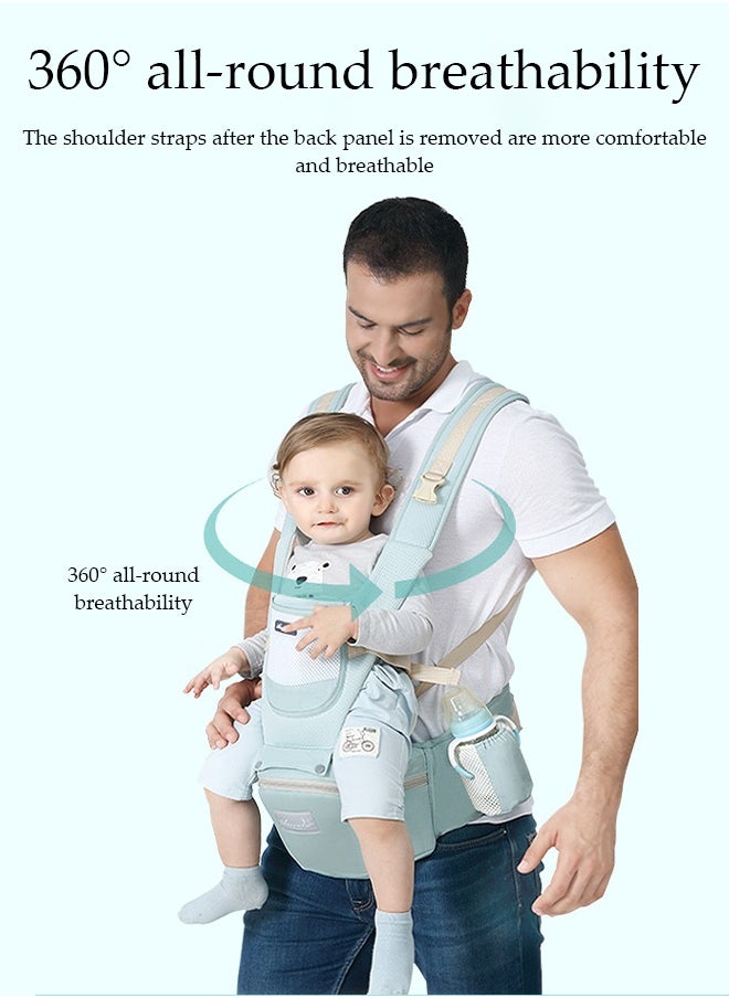 DUNISO 6 in 1 Carrying Multifunctional Baby Carrier, Waist Bench Hip Seat Baby Carrier for 0-36 Months Babies, Adjustable Size, Great for Hiking Shopping, Hiking, Traveling  - Image 3