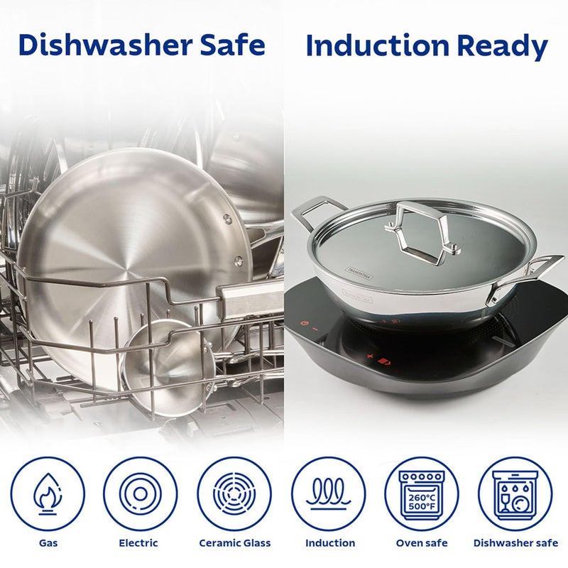 TRAMONTINA TRAMONTINA Aeion Triply 20cm/1.7L Kadai with SS 304 Lid | Healthy| Kadhai for Curry | Deep Fry | StirFry Cooking | Induction Friendly | Stay Cool Handle | NSF Certified | 10 Year Warranty* by Brand - Image 5