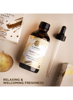 FLORONA Florona Vanilla Premium Quality Essential Oil - 4 fl oz, Pure Vanilla Oil for Hair, Oil for Skin Massage Fragrance, Diffuser Aromatherapy Oil, Soap Making Oil, Candle Making Oil 