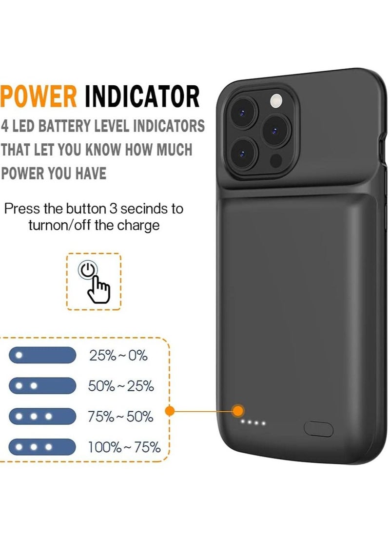 Generic - for iPhone 13 Pro Max/12 Pro Max Battery Case4800mAh Support SYNC Data Wired Headset External Backup Portable Pack Battery Charger Case for iPhone 13 Pro Max/12 Pro Max-6.7 inch - Image 1
