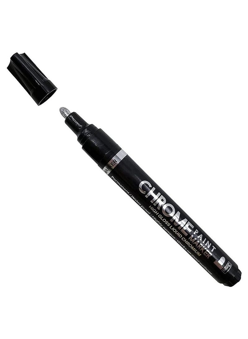 Generic 0.7mm Thin Liquid Chrome Paint Marker Pen, Silver Color Paint Pen with Mirror Effect, Suitable for All Kinds of Smooth Surfaces, Home, Car, Art Projects, Repairing - Image 1