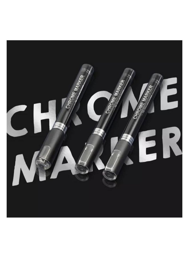 Generic 0.7mm Thin Liquid Chrome Paint Marker Pen, Silver Color Paint Pen with Mirror Effect, Suitable for All Kinds of Smooth Surfaces, Home, Car, Art Projects, Repairing - Image 3