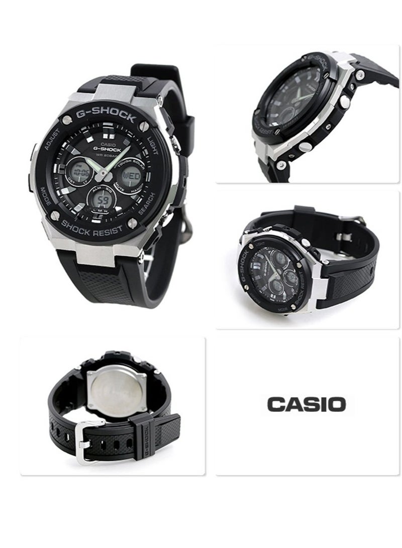 كاسيو ساعة جي شوك جي إس تي - S300-1ADR جي ستيل أنالوج ديجيتال سولار بلاك للرجال - Image 2