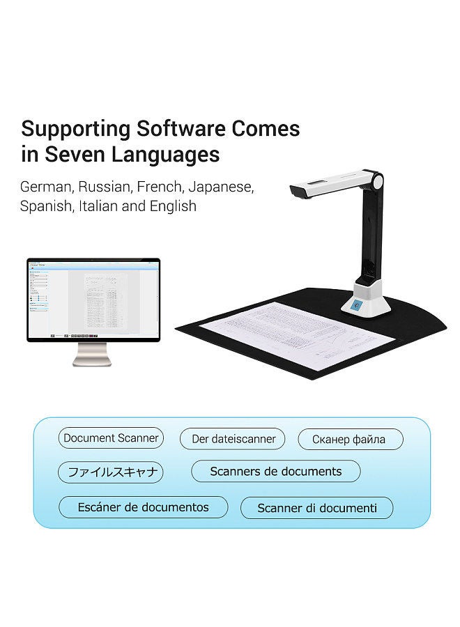 BK50 Portable 10 Mega-pixel High Definition Scanner Capture Size A4 Document Camera for Card Passport File Documents Recognition Support 7 Languages - Image 5