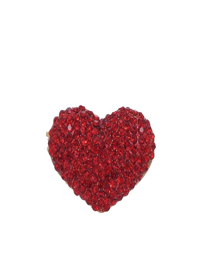 Anmpab Sparkling Rhinestone Red Heart Brooch Full Diamond Heart-shaped Brooch Pin for Women Valentine Day Jewelry (Red) - Image 1