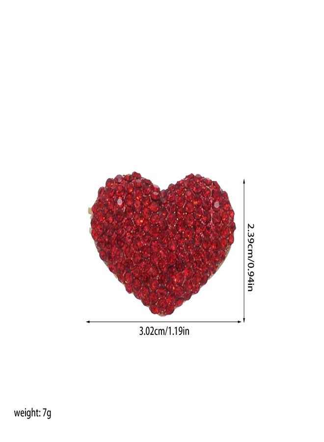 Anmpab Sparkling Rhinestone Red Heart Brooch Full Diamond Heart-shaped Brooch Pin for Women Valentine Day Jewelry (Red) - Image 2