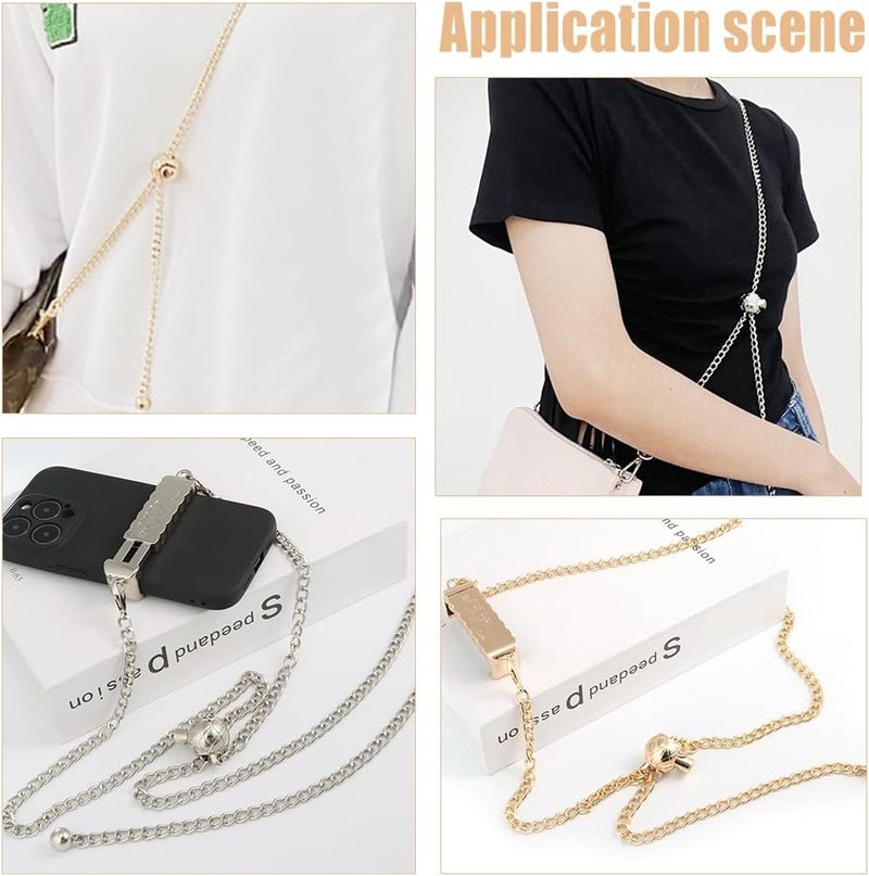 klarako 2pcs Adjustable Shoulder Chain Strap Replacement, 2 Colors 49 Inch Metal Purse Chain Strap Women Crossbody Bag Chain Alloy Bag Chain Strap with Bead Adjuster for Handbag Hobo Bag Clutches - Image 5