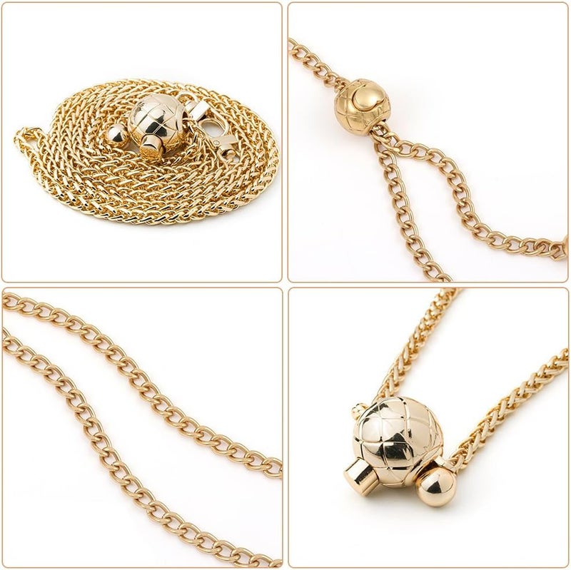 klarako 2pcs Adjustable Shoulder Chain Strap Replacement, 2 Colors 49 Inch Metal Purse Chain Strap Women Crossbody Bag Chain Alloy Bag Chain Strap with Bead Adjuster for Handbag Hobo Bag Clutches - Image 3