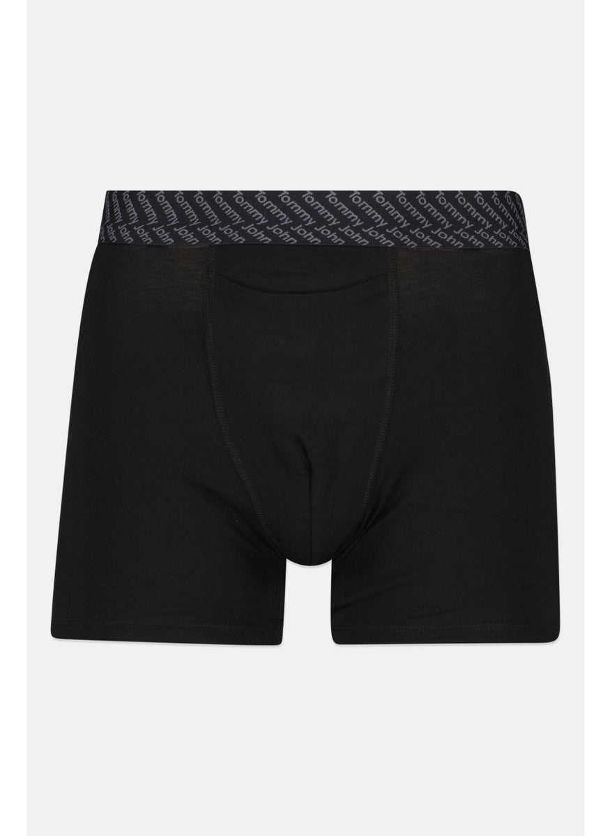 Tommy John - Men 2 Pieces 6 Inseam Brand Logo Boxer Briefs, Black/White - Image 1