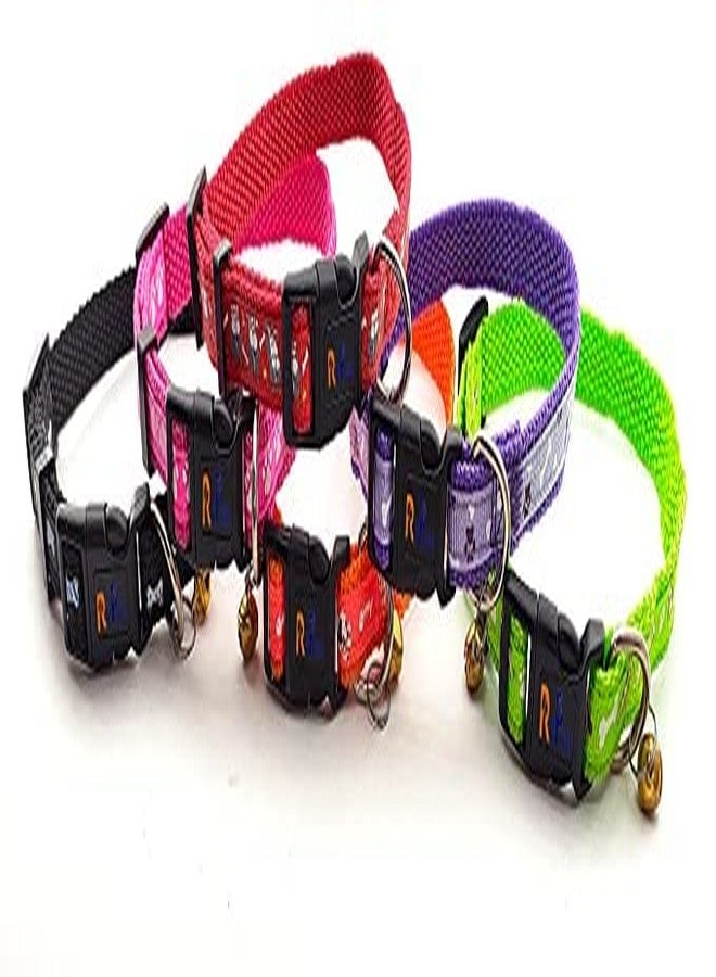 Pups&Pets Durable Soft Nylon Paw/Bone Printed Pet Collar with Bells Adjustable Length Neck Collar Belt Ideal for Outdoor Walking Puppy and Small Dog (Red) - Image 3