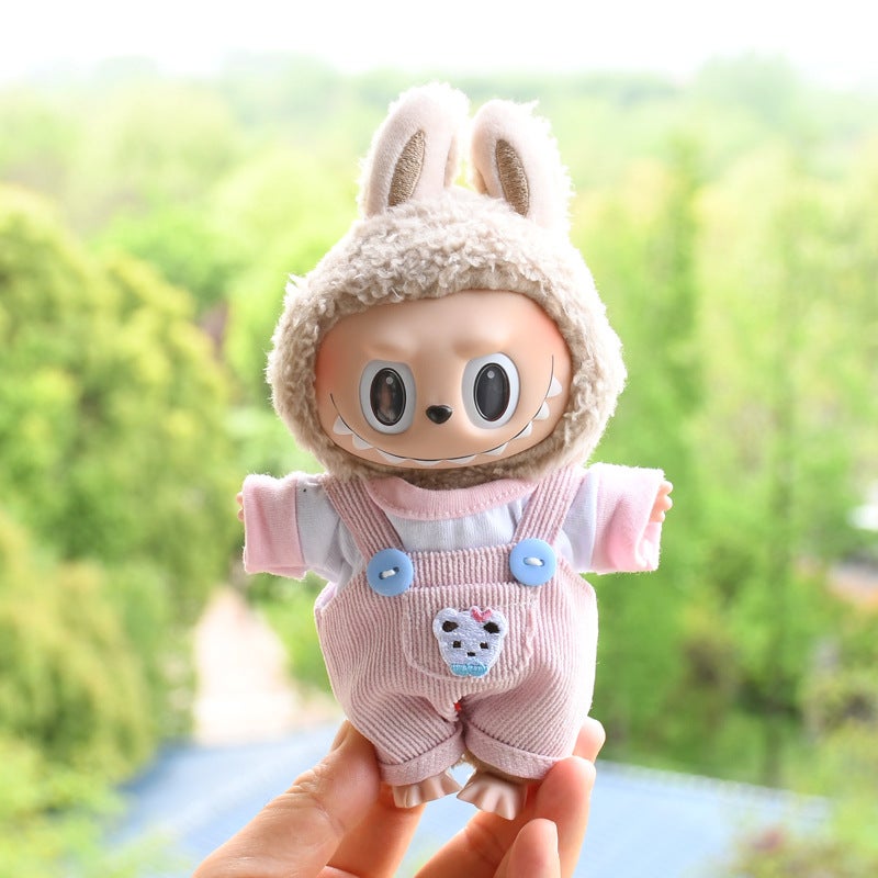 17cm LaBuBu Doll Clothes Keyring Pink belted pants white T-shirt (baby clothes only, excluding dolls) 