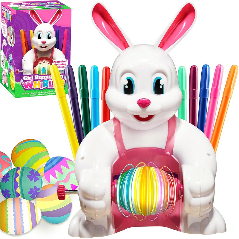 JOYIN Motorized Easter Egg Decorator Kit Spinner Easter Busy Pink Bunny Egg Whirler Decorating Machine with 10 Non-Toxic Markers for Kids Craft Activities - Image 1