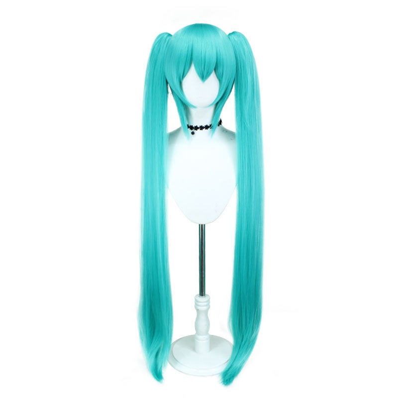 Generic First Sound cos Wig Universal Tiger Clip 115CM Double Ponytail Silk Non-ironing Lake Blue High Temperature Silk Wig First Tone Wig