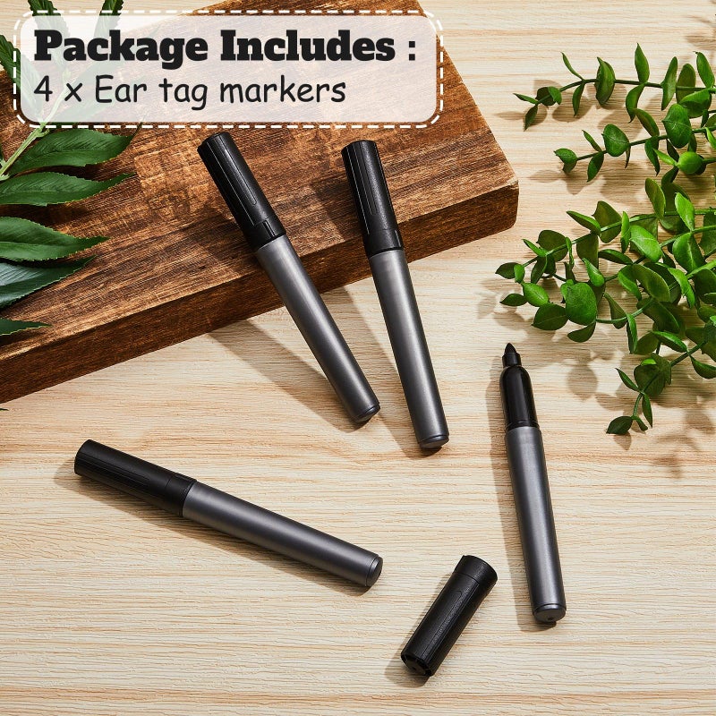 Tinlade Cattle Ear Tags Markers Bulk Livestock Ear Tag Marking Pen Black Ink Cattle Marking Pen Livestock Accessories Supplies for Cow Sheep Horse Donkey - Image 3