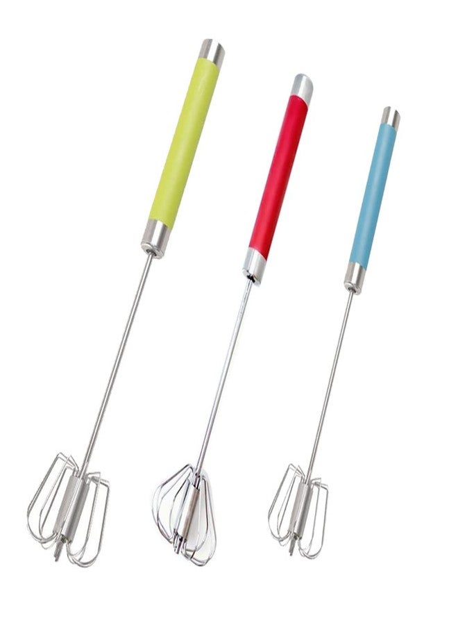 Fnoko Stainless Steel Semi-automatic Egg Whisk - 3PCS Hand Push Rotary Blender (3 Pack), 8in,10in,12in - Image 1