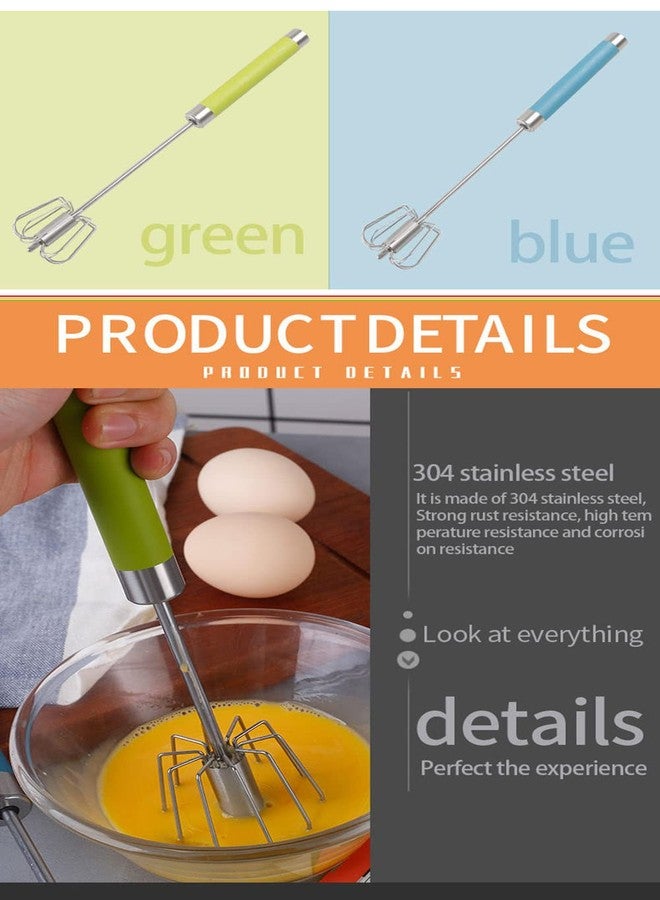Fnoko Stainless Steel Semi-automatic Egg Whisk - 3PCS Hand Push Rotary Blender (3 Pack), 8in,10in,12in - Image 4