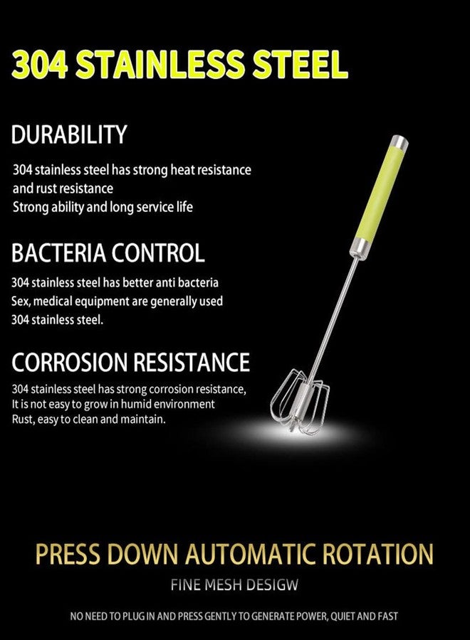 Fnoko Stainless Steel Semi-automatic Egg Whisk - 3PCS Hand Push Rotary Blender (3 Pack), 8in,10in,12in - Image 5