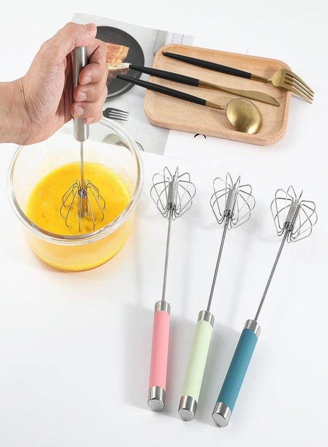 Fnoko Stainless Steel Semi-automatic Egg Whisk - 3PCS Hand Push Rotary Blender (3 Pack), 8in,10in,12in - Image 3