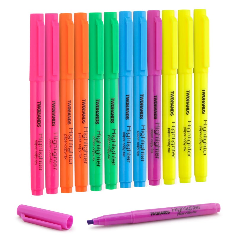 TWOHANDS Highlighters Assorted Colors,Chisel Tip Marker Pens,12-Count,21304 - Image 1
