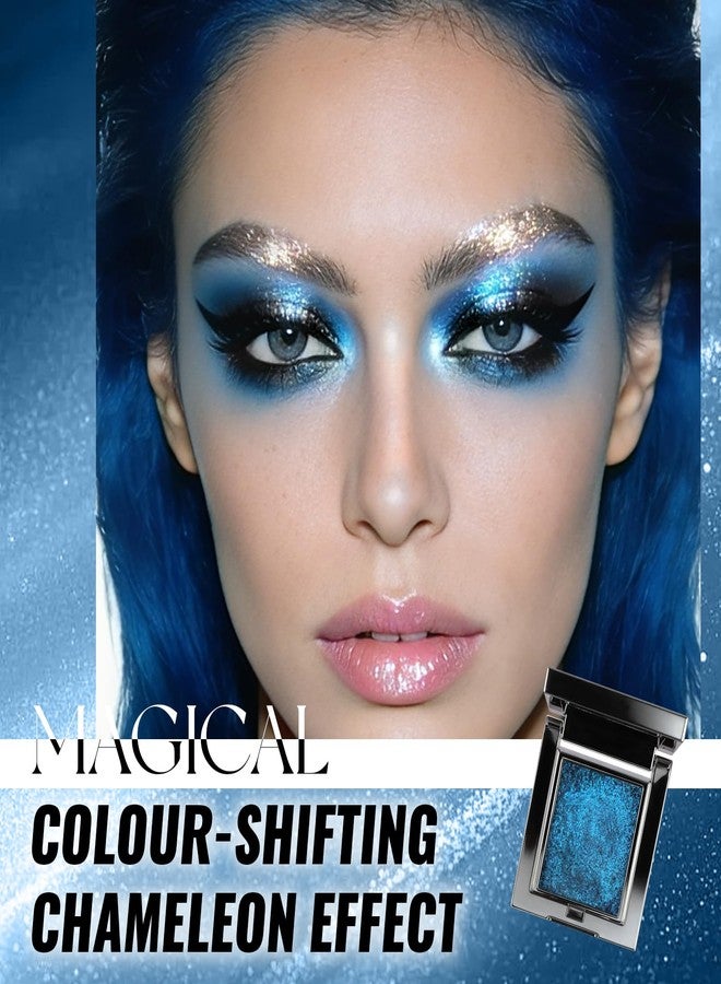 U-Shinein Duochrome Holographic ChromeBlue Eyeshadow Palette Single, Multichrome Metallic Shimmer Chameleon Eye Highlighter，Rich Color Diamond Sparkle Eye Shadow Eye Brightener for Fairy Makeu - Image 2