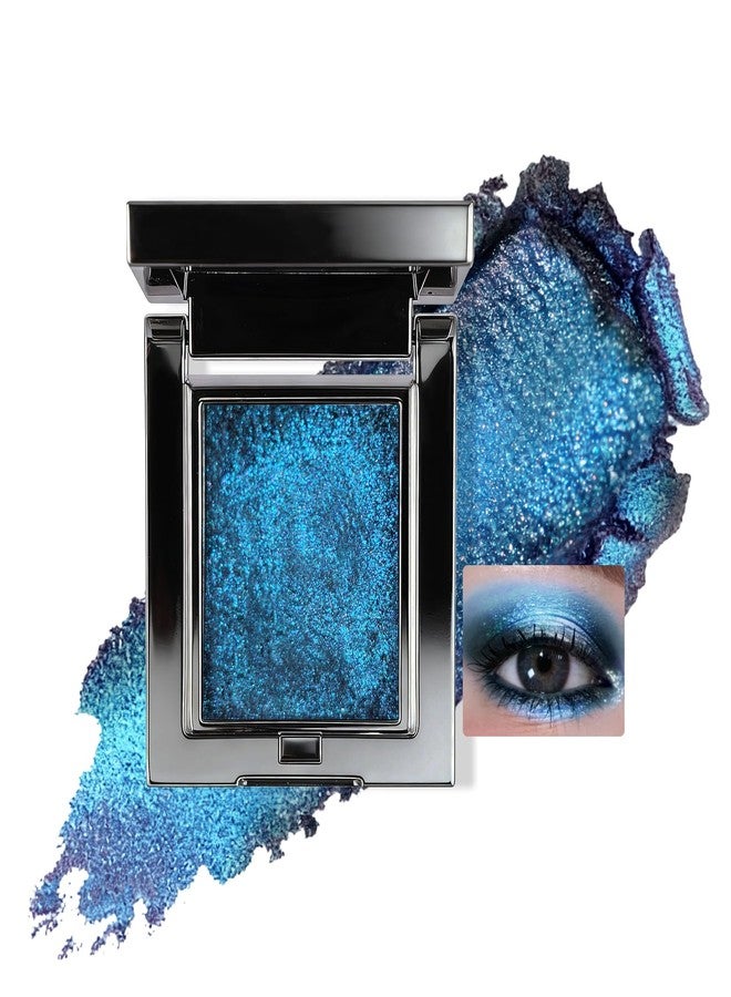 U-Shinein Duochrome Holographic ChromeBlue Eyeshadow Palette Single, Multichrome Metallic Shimmer Chameleon Eye Highlighter，Rich Color Diamond Sparkle Eye Shadow Eye Brightener for Fairy Makeu - Image 1