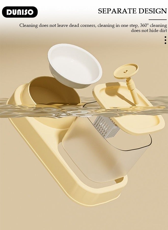 نافورة مياه ووعاء طعام للقطط، موزع مياه كهربائي، نافورة قطط بتصميم قابل للفصل، مغذي طعام للقطط، طقم أوعية للحيوانات الأليفة للحيوانات الصغيرة والمتوسطة الحجم - Image 5