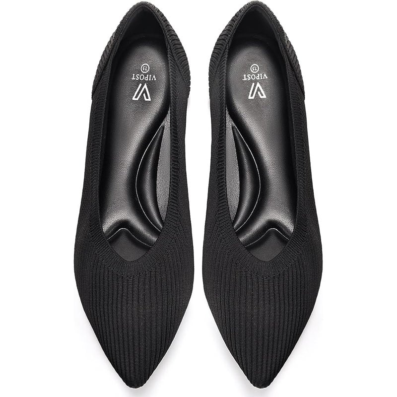 Vipost Knit Ballet Flats for Women Pointed Toe Comfortable Foldable Flat Shoes for Work, Travel, Wedding Breathable Slip On Dressy Flats - Image 1