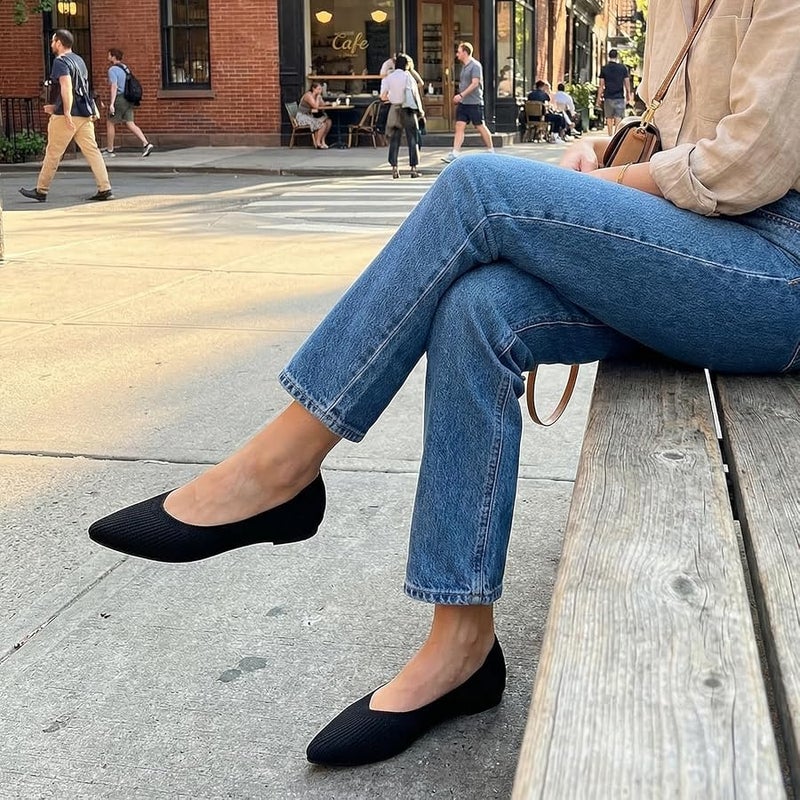 Vipost Knit Ballet Flats for Women Pointed Toe Comfortable Foldable Flat Shoes for Work, Travel, Wedding Breathable Slip On Dressy Flats - Image 3