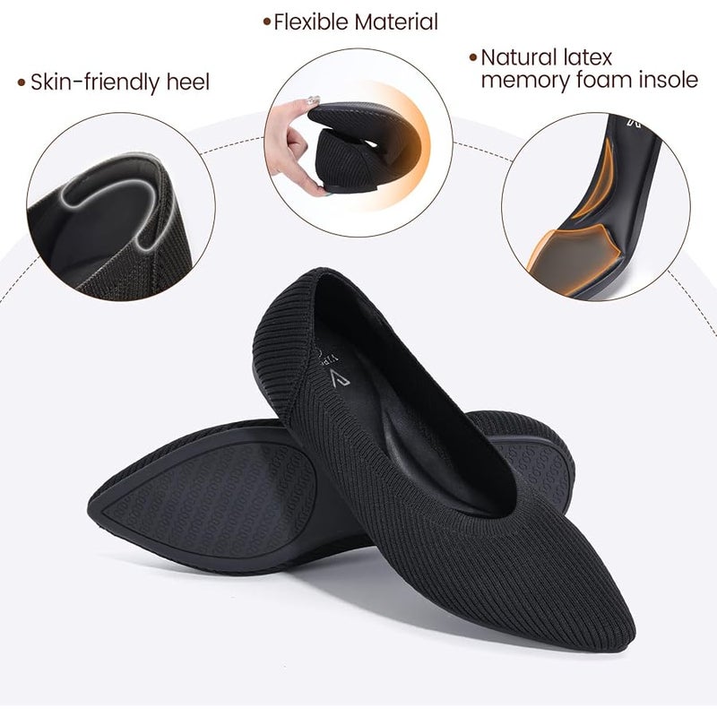 Vipost Knit Ballet Flats for Women Pointed Toe Comfortable Foldable Flat Shoes for Work, Travel, Wedding Breathable Slip On Dressy Flats - Image 4