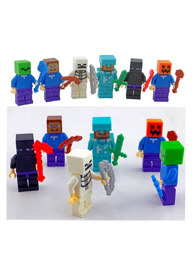 ماين كرافت مجموعة ألعاب مجسمة صغيرة JMD Minecraft مكونة من 6 قطع مع متوافقة مع مكعبات بناء LEGO للأطفال لعبة التعليم المبكر 18 سم - Image 2