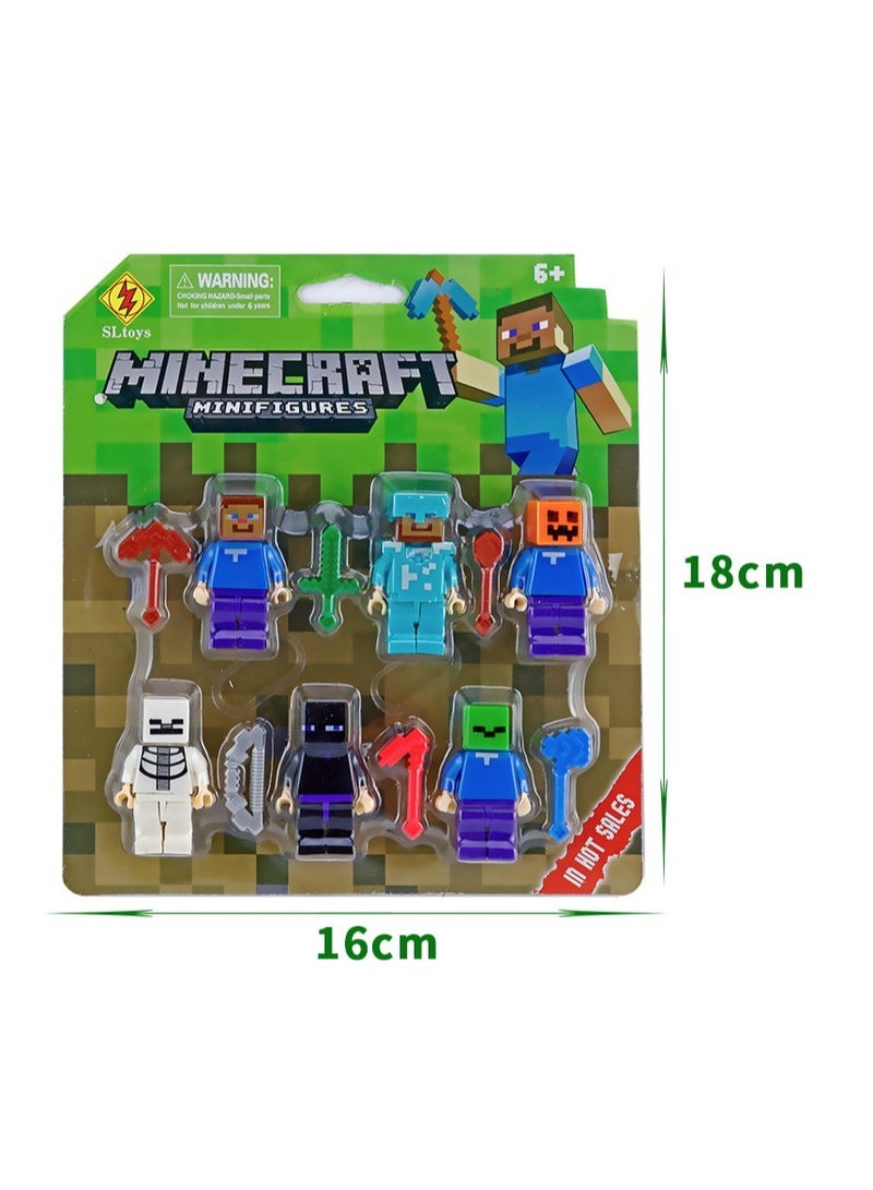 ماين كرافت مجموعة ألعاب مجسمة صغيرة JMD Minecraft مكونة من 6 قطع مع متوافقة مع مكعبات بناء LEGO للأطفال لعبة التعليم المبكر 18 سم - Image 4