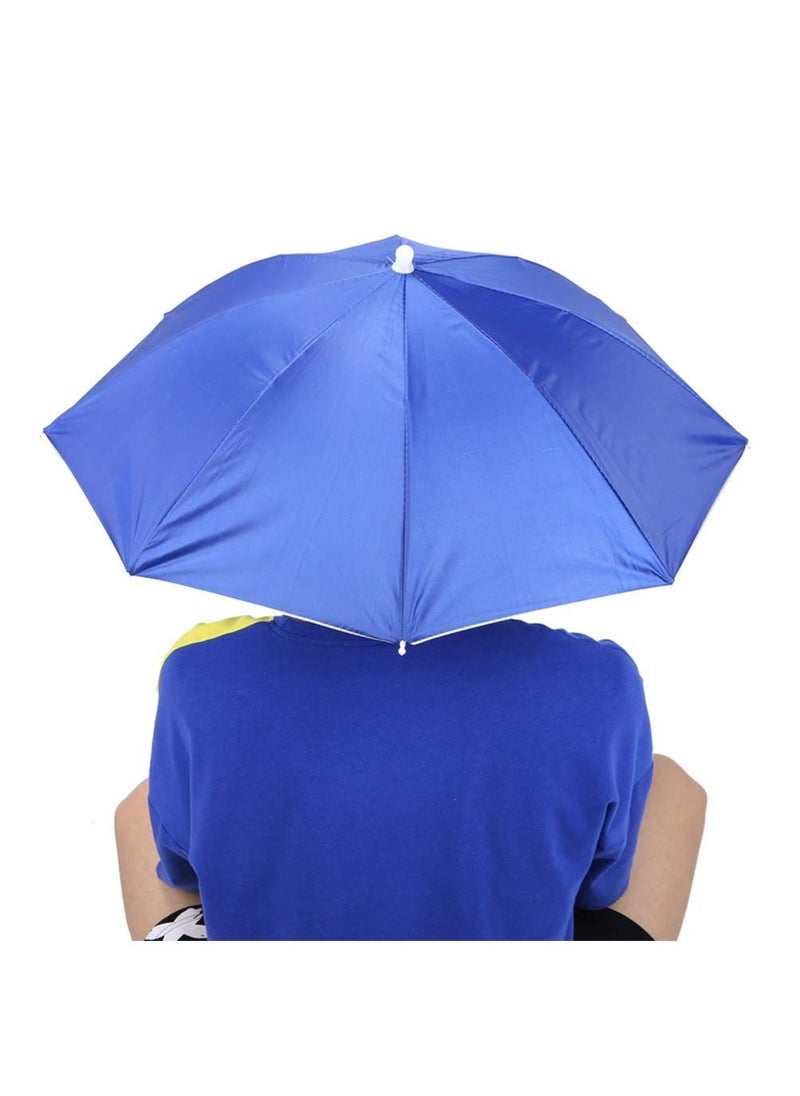 SYOSI - Umbrella Hat 65Cm Sunscreen Windproof Hands Free Head Umbrella Cap Uv Protection Umbrella Hats Head Mounted Umbrella Top Folding Hat Umbrella For Fishing Beach Golf Sunshade Outdoor, Blue - Image 1