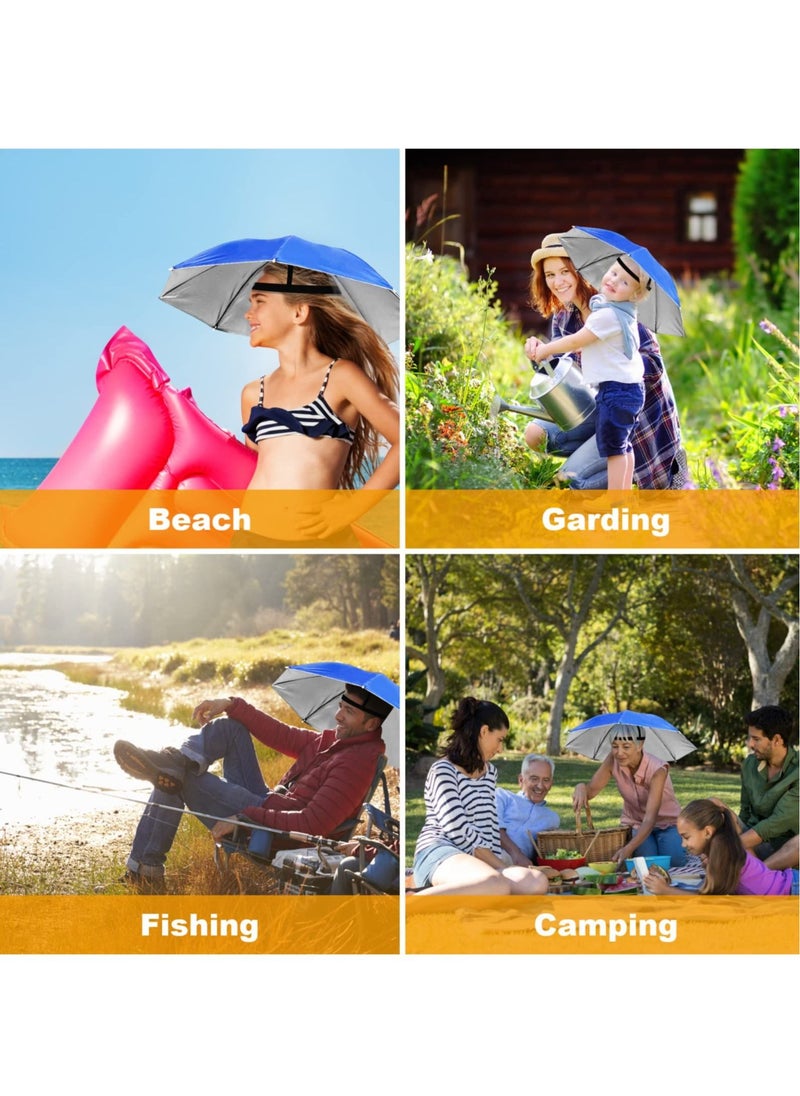SYOSI - Umbrella Hat 65Cm Sunscreen Windproof Hands Free Head Umbrella Cap Uv Protection Umbrella Hats Head Mounted Umbrella Top Folding Hat Umbrella For Fishing Beach Golf Sunshade Outdoor, Blue - Image 1