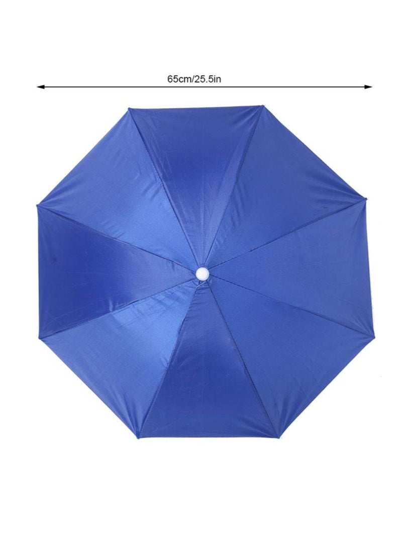SYOSI - Umbrella Hat 65Cm Sunscreen Windproof Hands Free Head Umbrella Cap Uv Protection Umbrella Hats Head Mounted Umbrella Top Folding Hat Umbrella For Fishing Beach Golf Sunshade Outdoor, Blue - Image 1