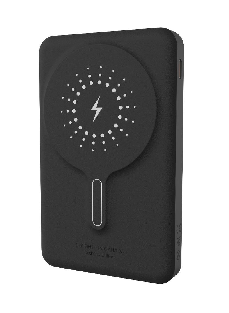 ليفيلو باور بانك ماربيلا ماج سيف جلدي 10000 مللي أمبير/ساعة / شحن لاسلكي سريع / شاشة عرض للبطارية / PD 20 واط / حماية من الحرارة الزائدة / حماية من التيار الزائد - أسود - Image 1