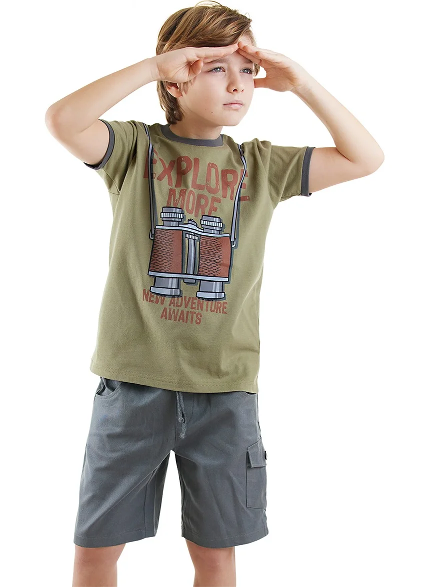 Denokids Explore Boy T-Shirt Gabardine Shorts Set