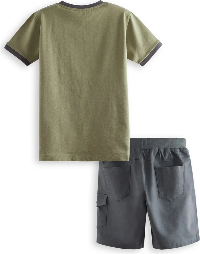 Denokids Explore Boy T-Shirt Gabardine Shorts Set