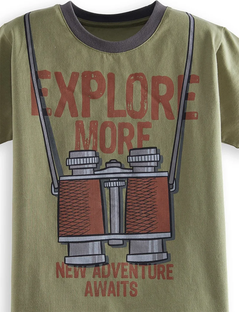 Denokids Explore Boy T-Shirt Gabardine Shorts Set
