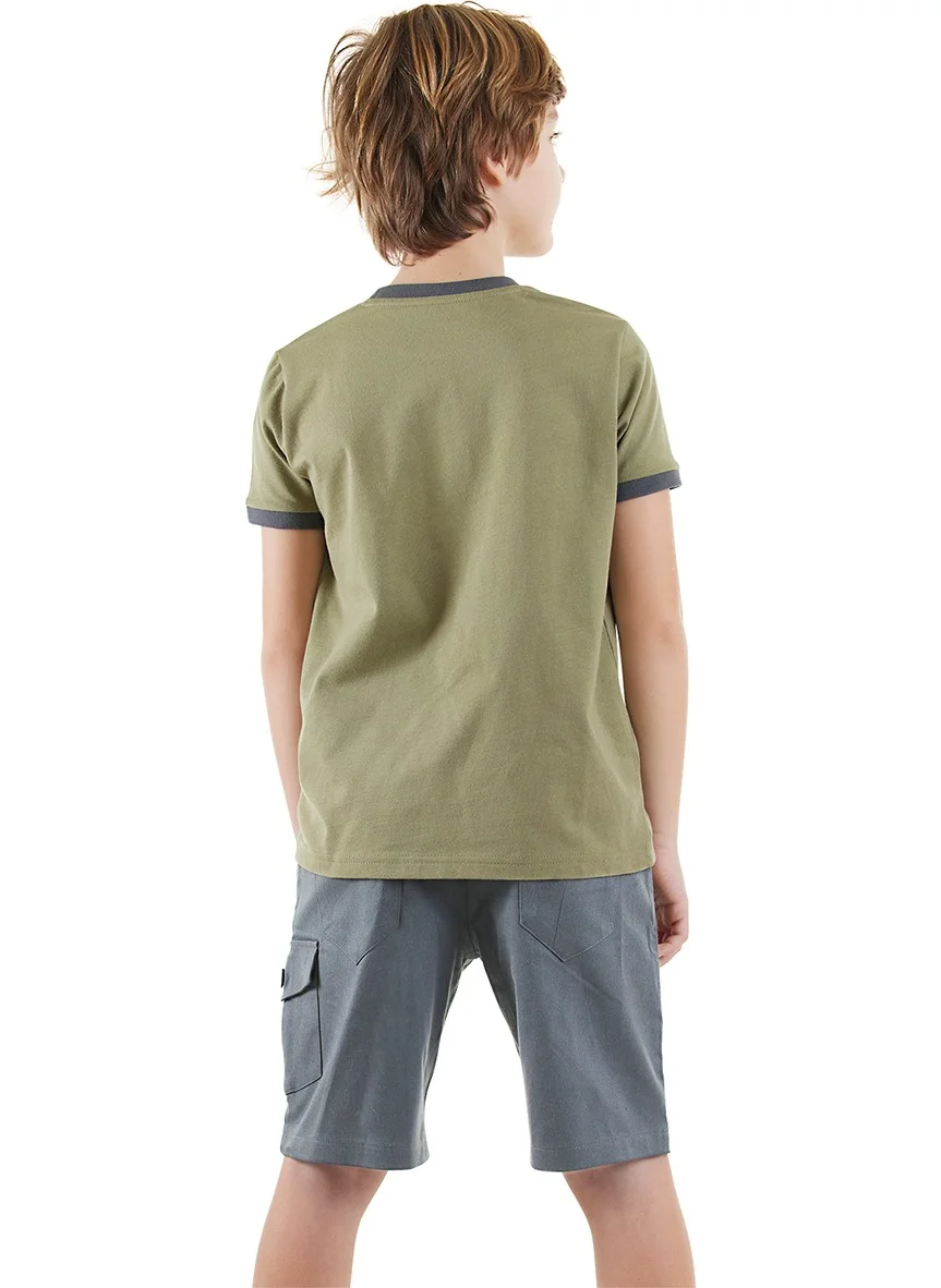 Denokids Explore Boy T-Shirt Gabardine Shorts Set