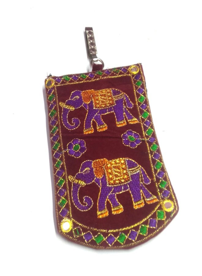 SUMERA WARQ Embroidered Mobile Pouch for Women Multicolor Designer Ethnic Rajasthani Handmade Phone Cover/Case with Sling and Waist Clip by SAS It Up (Mehroon) - Image 1