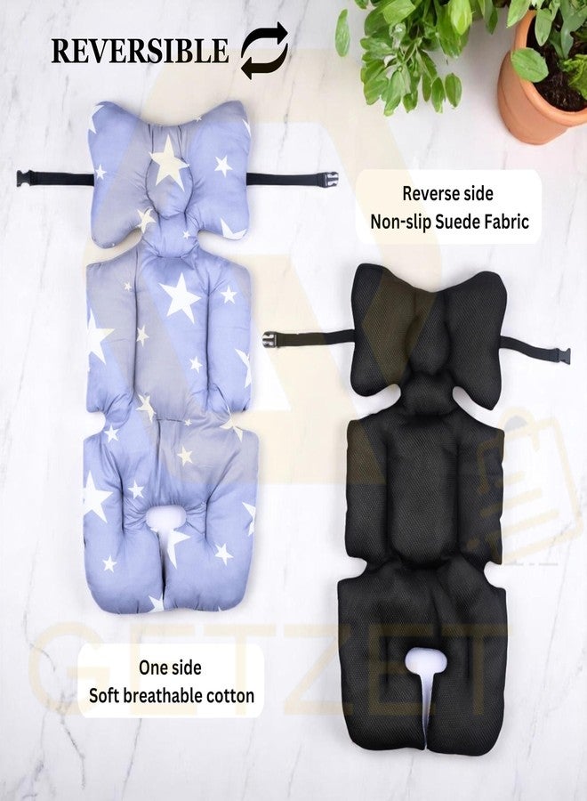 GETZET Baby Stroller Comfortable Cushion Pad, Baby Seat For Washable Soft Mat, Universal Breathable Baby Stroller Seat Liners Chair, Star Print design Infant Non-Slip Suede Fabric Reversible Accessories. - Image 4